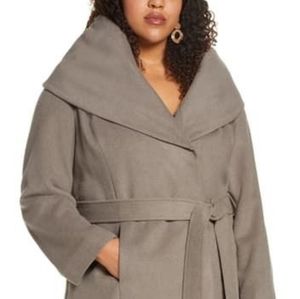 HAlOGEN Wool Blend Hooded Wrap Coat